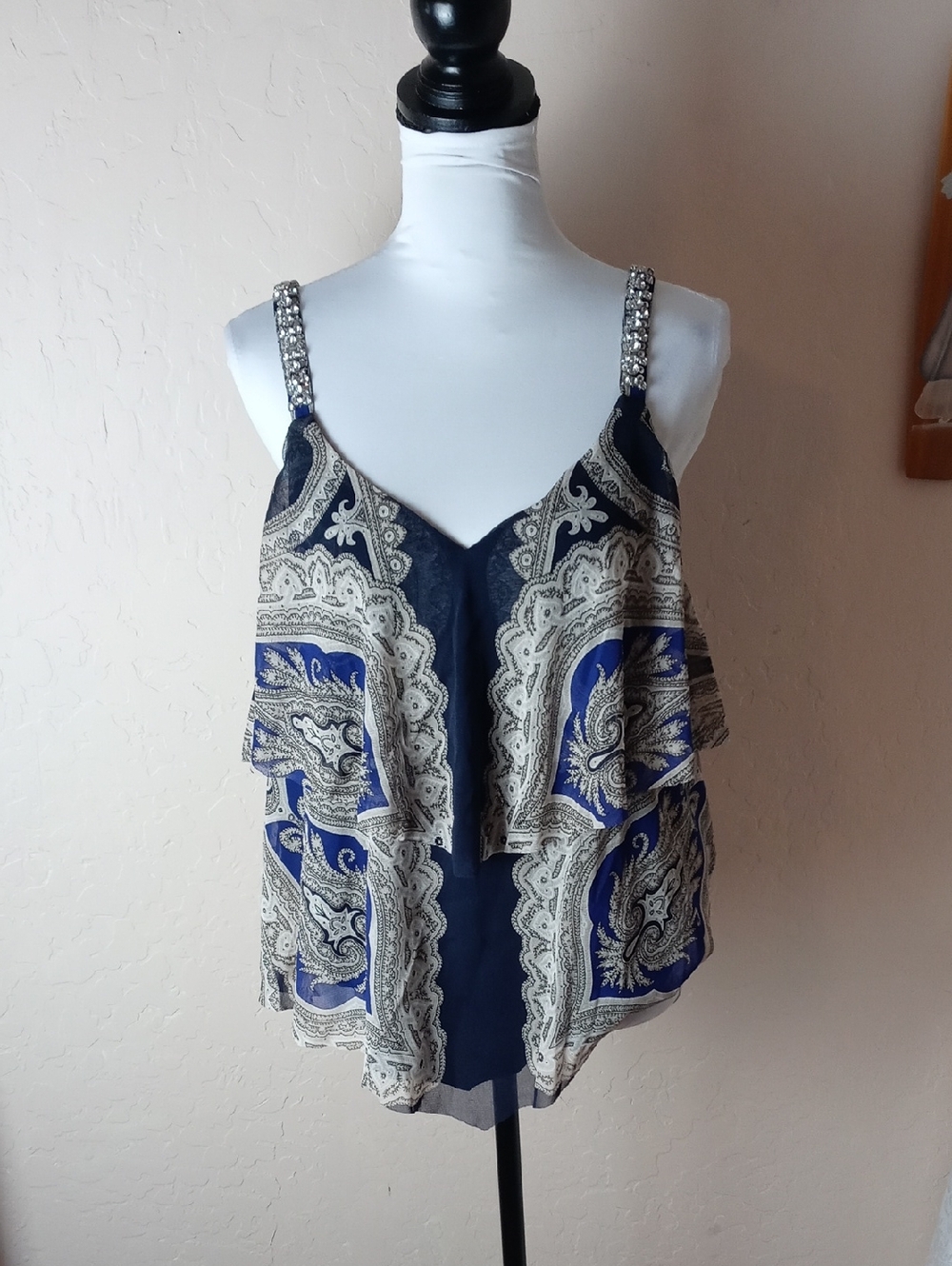 INC International Concepts Tank Top with Rhinestone Embellished Straps